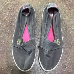 Lacoste Gray and Pink Sneakers Casual Slip-On